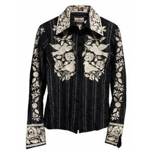 Cake Couture for Anthropologie Embroidered Jacket Women's Black Size Medium